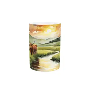 Purely Home Highland Cow British Wildlife Mug - Countryside Animals/Birds Artwork - Tea Coffee Hot Drinks Ceramic Mug Gift/Present