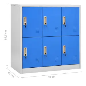 Berkfield Locker Cabinets 5 pcs Light Grey and Blue 90x45x92.5 cm Steel