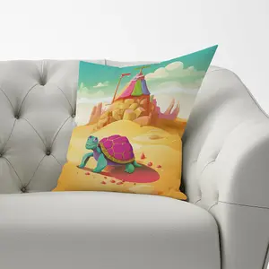 Turtle On A Beach Holiday Cushions 33cm x 48cm