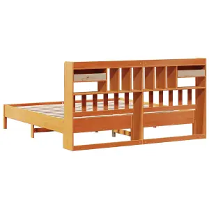 Berkfield Bookcase Bed without Mattress Wax Brown 200x200 cm Solid Wood Pine