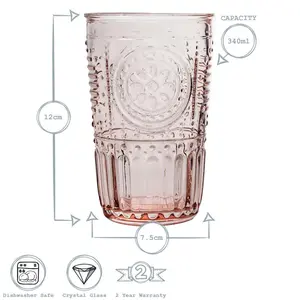 Romantic H Romantic Romantic Highball Glasses (Set of 4) Pink / 340