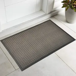 GoodHome Boykins Grey Geometric Barrier mat, 60cm x 90cm