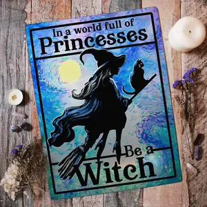 Grindstore In A World Full of Princesses Witch Plaque Blue/Black/Yellow (One Size)