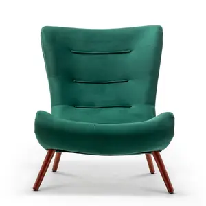 Velvet Emerald Green Katia Accent Chair with Footstool