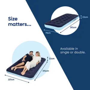 airzzZ Inflatable Double Flocked Air Bed for Camping, Outdoor & Indoor Mattress