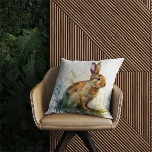 Rabbit Splash Watercolour Outdoor Cushion 45cm x 45cm