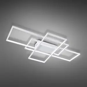 3 Layered Neutral Style Rectangular Acrylic LED Semi Flush Ceiling Light Fixture 110cm Cool White