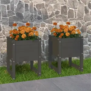 Berkfield Planters 2 pcs Grey 40x40x52.5 cm Solid Wood Pine