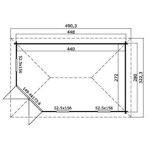 Lasita Edinburgh 2 Corner Summer House - 4.28m x 2.8m - Garden Log Cabin - 40mm Wall Logs Double Glazed