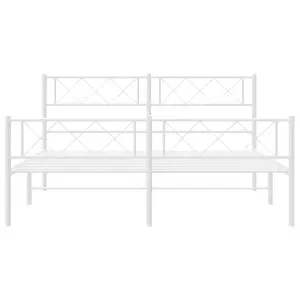 Berkfield Metal Bed Frame with Headboard and Footboard White 150x200 cm