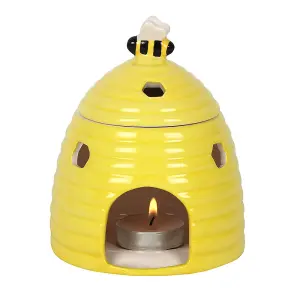 Yellow Ceramic Bee Hive Oil Burner and Wax Warmer