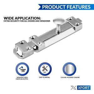 XFORT 2 Pack Polished Chrome Heavy Door Bolt