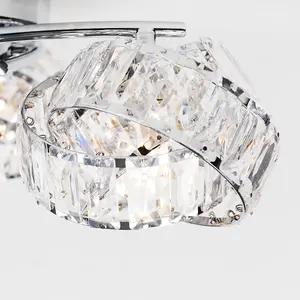 ValueLights Hudson 3 Way Chrome and Clear Acrylic Jewel Intertwined Rings Design Ceiling Light