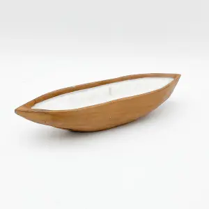 Root Boat Bowl with Candle - L40 x W15 x H8 cm - Teak