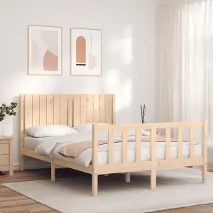 Berkfield Bed Frame with Headboard 140x190 cm Solid Wood