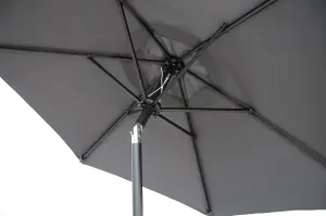 2m Grey Outdoor Crank and Tilt Garden Parasol