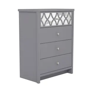 GFW Arianna 4 Drawer Chest with Mirror Cool Grey