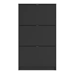 Shoes Shoe cabinet  w. 3 tilting doors and 1 layer Matt Black