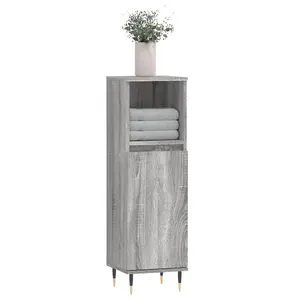 Berkfield Bathroom Cabinet Grey Sonoma 30x30x100 cm Engineered Wood