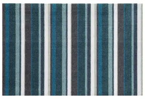 Recylon Teal Striped Heavy duty Mat, 75cm x 50cm