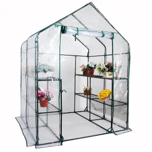 Walk In Greenhouse with PVC Cover Garden Grow Green House 8 Shelves