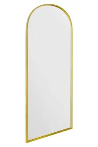 MirrorOutlet Arcus - Gold Framed Arched Leaner / Wall Mirror 71" X 24" (180CM X 60CM)