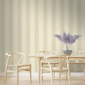 Holden Decor Beige Linen Stripe Cream Fabric Material Effect Modern Wallpaper