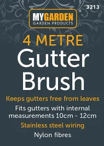 4m Gutter Guard Brush Leaf Protection Filter Clog Removal Down-Pipe Roof Black