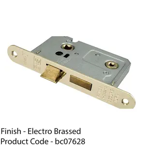 Electro Brass Locking Bathroom Door Sashlock Latch - Radius Forend 76mm Deep