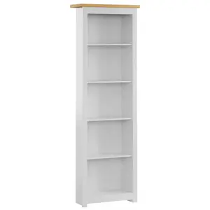 Vida Designs Arlington White 5 Tier Bookcase Freestanding Shelving Unit (H)1750mm (W)600mm (D)240mm