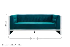 Interiors by Premier Vogue 3 Seat Teal Velvet Sofa