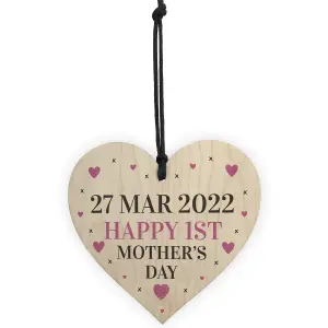 Happy 1st Mothers Day Gift Wooden Heart Gift For New Mum Mummy From Daughter Son Keepsake