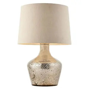 Luminosa Meteora 1 Light Table Light Vintage White & Hammered Pearl Ombre Foil, E27