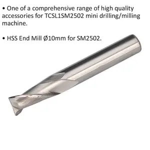 High-Quality 10mm HSS End Mill 2 Flute for Mini Drilling and Milling Machines