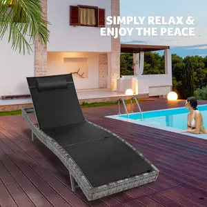 Sun Lounger Delphine - 5-step adjustable backrest, durable and UV-resistant - dark grey