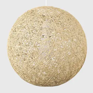 ValueLights Bjorn Modern Cream Lattice Wicker Rattan Globe Ball Style Ceiling Pendant Light Lampshade