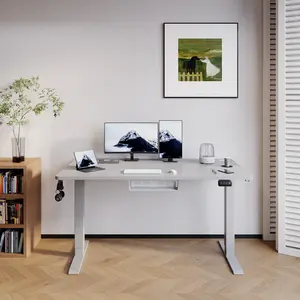 Hieronymus Electric Height Adjustable T-Shape Standing Desk Black / Grey / 122 x 140 x 60 cm