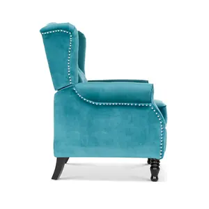 Velvet Teal Marianna Manual Recliner Wingback Chair