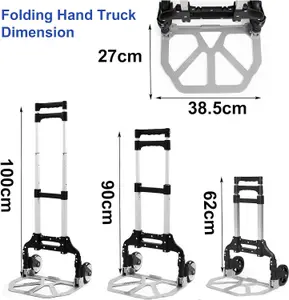 80kg Heavy Duty Folding Aluminium Hand Truck Trolley on Wheels Sack Cart