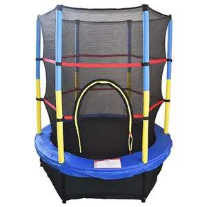 SunDaze 55" Kids Mini Trampoline with Safety Net Skirt Children Indoor Outdoor Activity Blue 4.5FT