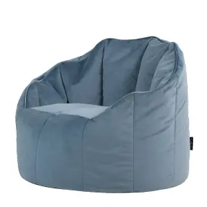 icon Sirena Scallop Chair Bean Bag Mineral Blue Velvet Bean Bags