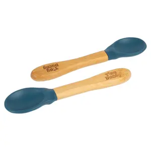 Tiny Dining Bamboo Silicone Tip Spoons - Navy Blue