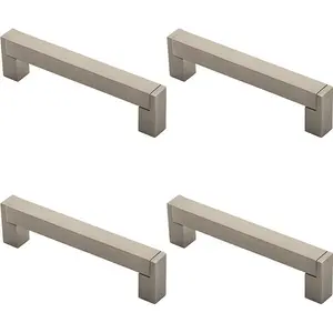 4x Square Section Bar Pull Handle 143 x 15mm 128mm Fixing Centres Satin Nickel