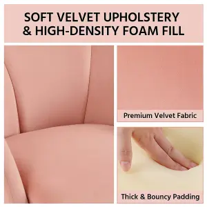 Yaheetech Pink Flower Shape Velvet Armchair Accent Chair with Golden Metal Legs