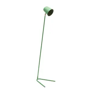 ValueLights Lark Sage Green Metal Task Slimline Floor Lamp and LED Bulb