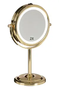 Maison by Premier Cassini Gold Finish Iron Led Table Mirror