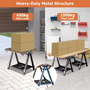 Costway 2-in-1 Folding Work Table & Sawhorse 8 Adjustable Heights Workbench Workstation