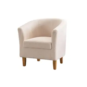 Home Source Small Padded Accent Tub Armchair Boucle Cream