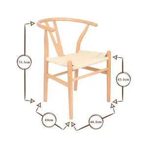 Nicholas Winter White Oak Wooden Wishbone Dining Chair - Natural/Natural