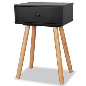 Morwenna 1 Drawer Bedside Table (Set of 2) Black